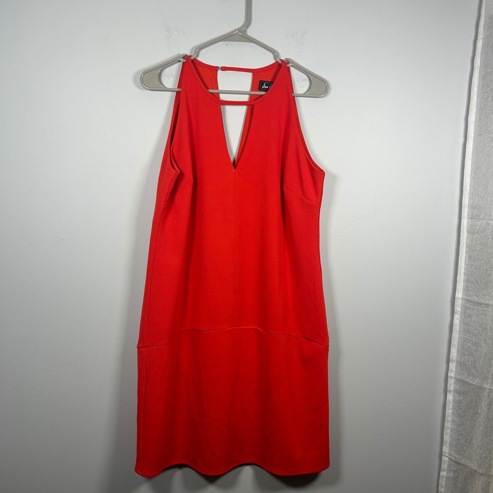 Sam Edelman Keyhole Cutout Shift Dress Women 6 Coral Punch Red VNeck Sleeveless